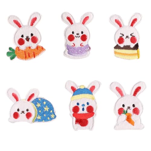 Anneome 6 Stück Cartoon Rabbit Patches Bestickte Aufnäher für Kleidung Rucksäcke und DIY Nähprojekte Selbstklebend Bunte Tiermotive für Kreative Reparaturen Anneome 6 Stück Cartoon Rabbit Patches Bestickte Aufnäher für Kleidung Rucksäcke und DIY Nähprojekte Selbstklebend Bunte Tiermotive für Kreative Reparaturen von Anneome