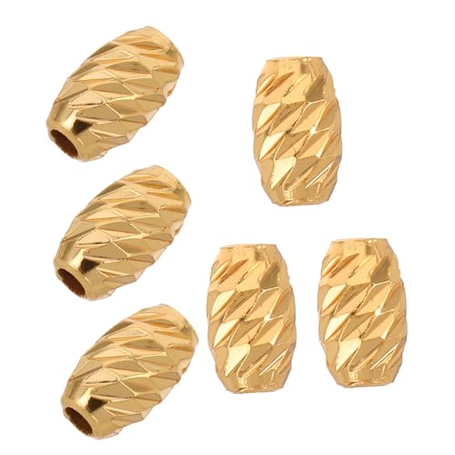 Anneome 6 Stück Goldene Barrel Spacer Perlen mit Twill-design Große Lochgröße Vielseitige Schmuckperlen für DIY Armbänder Halsketten und Handgefertigte Accessoires von Anneome