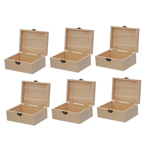Anneome 6 Stück Teiliges Holz Geschenkboxen mit Scharnierdeckel Robuste Unbemalte Aufbewahrungsboxen aus Langlebigem Holz für DIY Stilvolle Organisation und Geschenkverpackung Anneome 6 Stück Teiliges Holz Geschenkboxen mit Scharnierdeckel Robuste Unbemalte Aufbewahrungsboxen aus Langlebigem Holz für DIY Stilvolle Organisation und Geschenkverpackung von Anneome