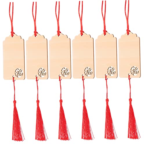 Anneome 6 Stück Teiliges Holz Wunschanhänger mit Band Kreative Hängende Wunschkarten für Tempel DIY Handbeschriftung Vielseitige Dekoration für Garten Fenster Weihnachten von Anneome
