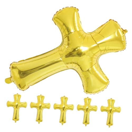 Anneome 6 Stück Teiliges Kreuz Luftballon aus Langlebiger Aluminiumfolie Goldfarbene Folienballons für Taufe Babyparty Dekoration Einfach Aufzublasen Robust und Auslaufsicher Festlicher Anneome 6 Stück Teiliges Kreuz Luftballon aus Langlebiger Aluminiumfolie Goldfarbene Folienballons für Taufe Babyparty Dekoration Einfach Aufzublasen Robust und Auslaufsicher Festlicher von Anneome