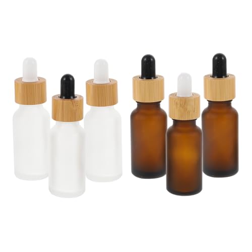 Anneome 6 Stück Teiliges Nachfüllbare Ätherische Öle Flaschen mit Mattierter Glasoberfläche und Bambus glas dropper Wiederverwendbare Sealing Behälter für Duftöle Diffuser Zufällige Farbe von Anneome