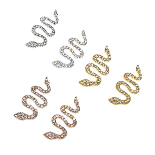 Anneome 6 Stück Teiliges Snake Nail Charms Nageldekorationen mit Strasssteinen für Nail Art DIY Metall Schlangendesign in Silber Gold und Roségold Rhinestones für Natürliche und Anneome 6 Stück Teiliges Snake Nail Charms Nageldekorationen mit Strasssteinen für Nail Art DIY Metall Schlangendesign in Silber Gold und Roségold Rhinestones für Natürliche und von Anneome