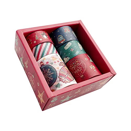 Anneome 6 Stück Teiliges Weihnachts Washi Klebeband Dekorative Journaling Tapes mit Verschiedenen Festlichen Mustern Selbstklebendes Papierklebeband für Geschenkverpackung DIY Scrapbooking von Anneome