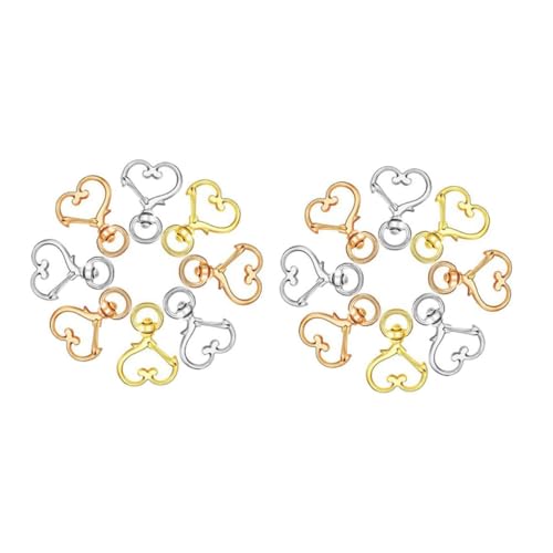 Anneome 60 Stück Herzförmige Lobster Claps mit Schlüsselring für Diy Schmuckherstellung Verbindungselemente für Armbänder und Mehr von Anneome