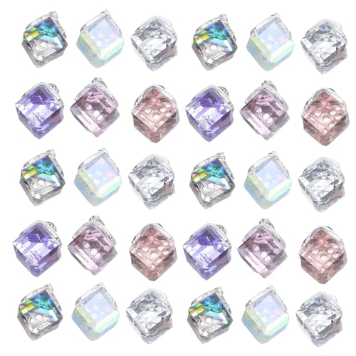 Anneome 60 Stück Kristall Dangle Anhänger Bunte Würfel Kristall Perlen Charms Vielseitige Schmuck Zubehör für Halskette Ohrringe Armband Farben Verschieden von Anneome