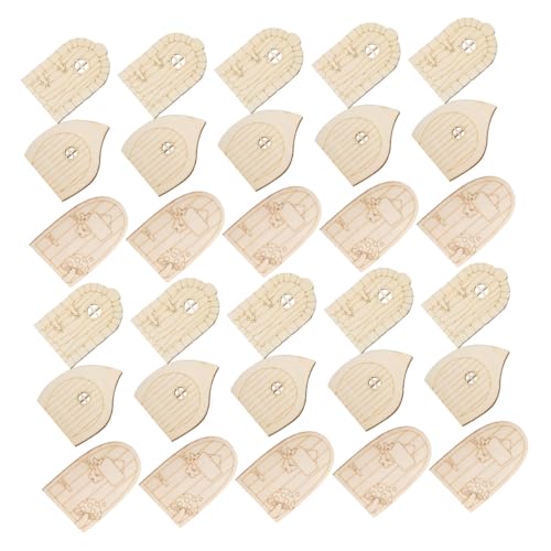 Anneome 60 Stück Miniatur Holz Elfen-türen DIY Unlackiert Naturholz Robust Für Baumfenster Regal Dekoration Beige von Anneome