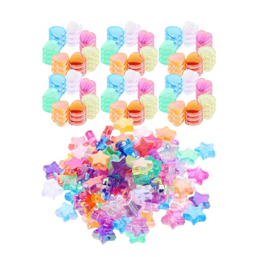 Anneome 600 Stück Bunte Acrylperlen Stern Herz Mix Robuste Transparente Schmuckperlen mit Glänzender Oberfläche Leichte DIY Bastelperlen für Armbänder Halsketten Schmuckherstellung Sterne von Anneome