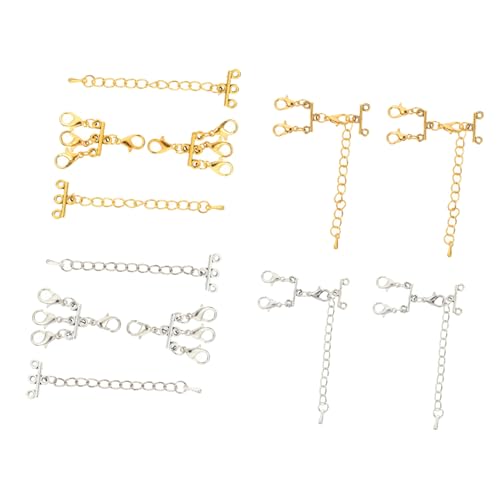 Anneome 8 Stück Perlenkette Schmuck Karabinerverschlüsse Sterling Hummerschere Schlüssel Schiebeverschluss Halskettenverbinder mehrsträngig Halskette Kettenverbinder Kupfer von Anneome
