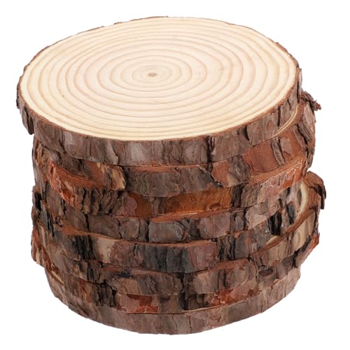 Anneome 8 Stück dekorative Holzspäne unvollendet Bastelzubehör Hochzeitsdekor vielzweckleiter naturholzscheiben hitzebeständige holz handwerk scheiben runder Holzkreis Kiefernholz von Anneome