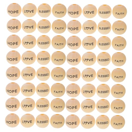 Anneome 80 Stück Diy Holzperlen für Schmuck Armbänder Ketten Vielseitige Bastelperlen mit Segenswörtern Blessed Faith für Kreative Projekte von Anneome