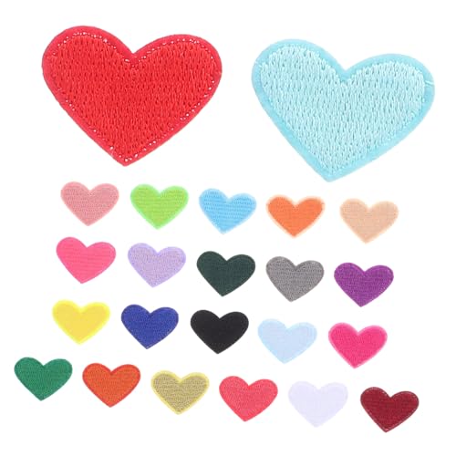 Anneome 93 Stück Teiliges Herz Aufnäher zum Aufbügeln Bunte Bestickte Bügelpatches für Kleidung Strapazierfähige DIY Herzform Applikationen für Jeans Taschen Textildekoration von Anneome