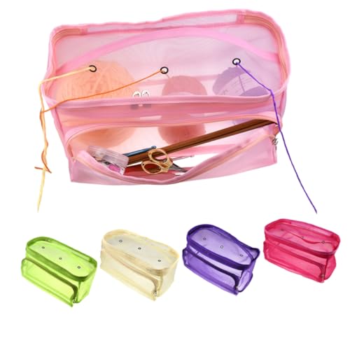 Anneome Aufbewahrungstasche Für Strickwerkzeuge Nadeln Groß Strickwolle Halter Stricktasche Taschenbeutel Tragbarer Häkelgarnhalter Nähen Mesh-garnbeutel Gehäkelte Tasche Tragetasche Rosa von Anneome