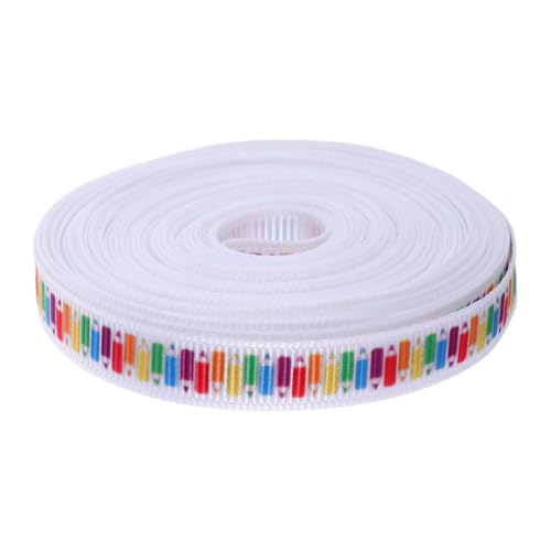Anneome Back To School Geschenkband Polyester Ripsband mit Bleistiftmotiv Geripptes Bastelband für Geschenkverpackung Einfach zu Binden Farbecht Dekoratives Schulanfangsband von Anneome
