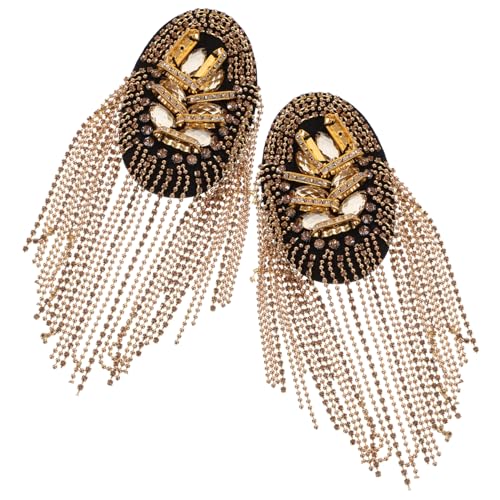 Anneome Goldene Quasten schulterklappen mit Strass Leichte Epauletten mit Fransen Modische Schulterabzeichen für Kostümanzüge Elegante Schulter Patches für Anzugdekor von Anneome