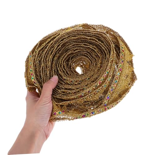 Anneome Goldene Spitzenborte mit Pailletten Glänzendes Metallisches Zierband zum Nähen Vielseitig für DIY Bekleidung Blumensträuße Scrapbooking Handgefertigte Bastelprojekte von Anneome