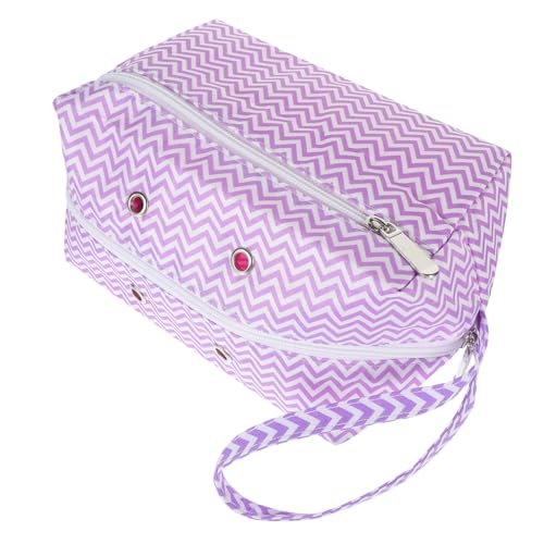 Anneome Häkeltasche für Stricknadeln und Nähzubehör Tragbare Aufbewahrungstasche für Wolle mit Reißverschluss für Strick und Häkelprojekte Lila Gestreift Klein von Anneome