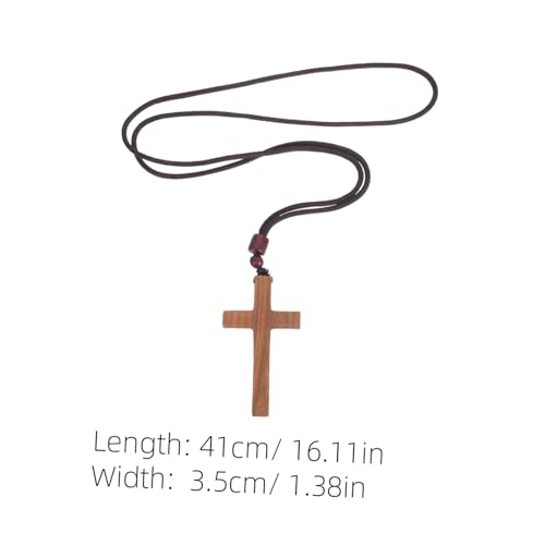 Anneome Handgefertigte Holz Kreuz Anhänger Auto Rückspiegel Schmuck Vintage Design Spirituelle Halskette für Männer und Frauen Minimalistischer Grüner Sandelholz Kreuzanhänger Einfache von Anneome