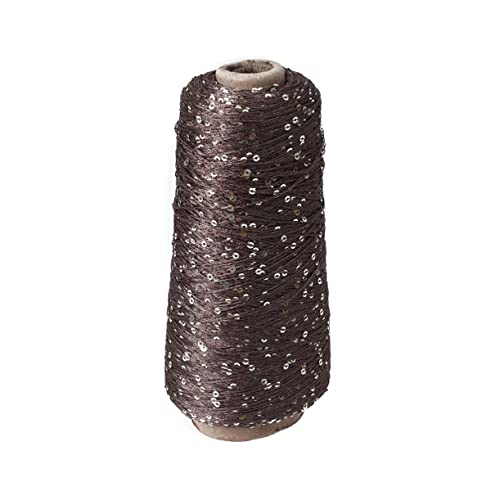 Anneome Pailletten geflochtener Thread Bastelgarn mit Glitzereffekt Kreativgarn mit Glitzereffekt Fäden Stricken Faden klobig Baumwolle glitzerndes Garn DIY-Garnhandwerk DIY Garn Coffee von Anneome