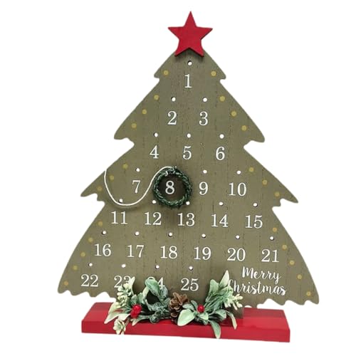 Anneome Rustikale Holz Weihnachtsdeko Tisch mit Adventskalender Funktion Weihnachtlicher Countdown Kalender Multifunktionale Xmas Baum Dekoration für Zuhause und Büro von Anneome