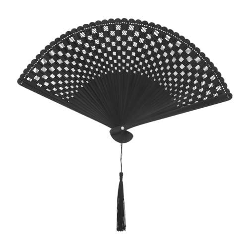 Anneome Schwarzer Faltbarer Handfächer Traditioneller Chinesisch Japanischer Tanzfächer Leicht Ergonomisch Kunstvoll Handgefertigt Vintage Stil für Hochzeit Party Fotorequisite von Anneome