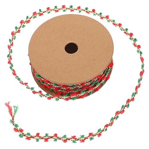Anneome Weihnachtliches Geschenkband Polyester Schleifenband für Geschenkverpackung DIY Dekoration und Weihnachtsbaumschleifen Rot Grün mit Weihnachtsmotive Festliche Bastelrolle von Anneome