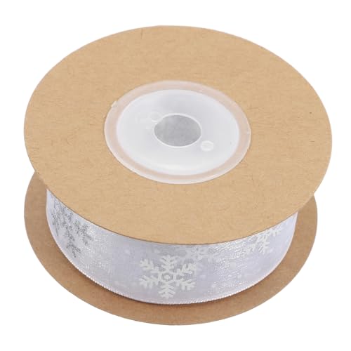 Anneome Weißer Schneeflocken Chiffonband Rolle Festliches Geschenkband Transparentes Winter Dekoband für DIY Party Weihnachtsgeschenke Verpackung Schneemuster von Anneome