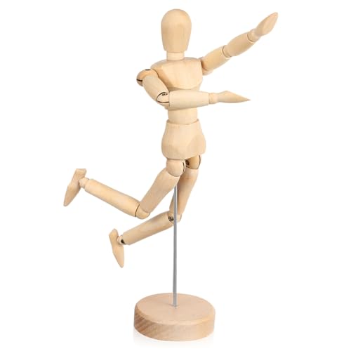 Anneome Zeichner Holzfigur Flexible Gelenke Verstellbar Stabiler Stand Vielseitige Künstlerpuppe für Skizzieren Malerei Desktop Dekoration von Anneome