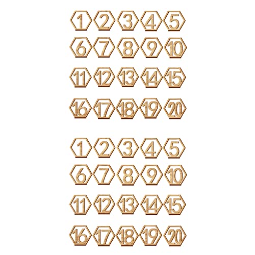 Anneth 2 x 1-20 Holznummern, sechseckige Tischnummern für Hochzeiten, Tischnummern aus Holz von Anneth