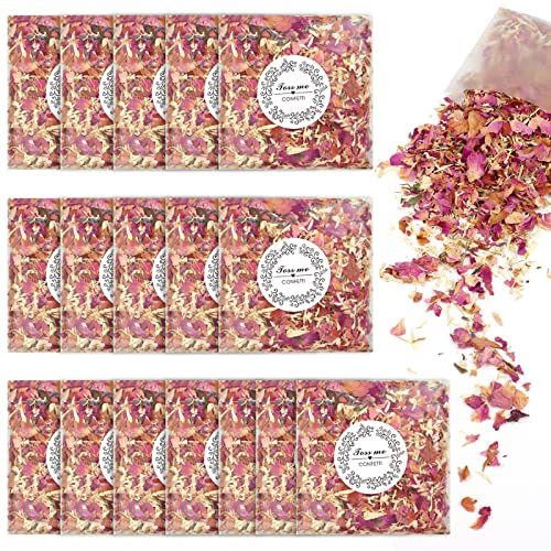 14 Packungen Natürliches Hochzeitskonfetti, Annhao Natürliches Blütenblatt biologisch abbaubar mit Mischung aus rosa Rose, Lavendelkorn, Ringelblumenblüten für Hochzeitsparty Dekoration von Annhao