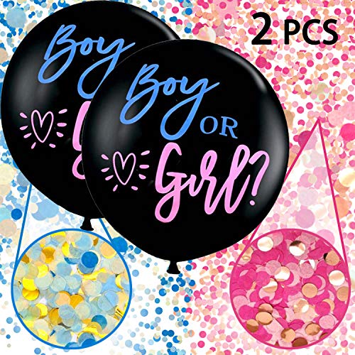 Annhao 2 Stück Gender Reveal Balloons, Boy or Girl Balloon with Pink and Blue Confetti for Baby Announcement Party Decoration 36 inch (92 cm) Baby Shower Balloon von Annhao