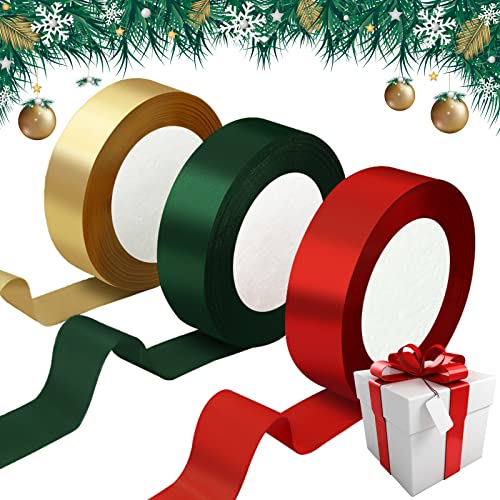 Annhao Geschenkband Weihnachten, 25mm x 69M Schleifenband Weihnachten 3 Rollen Satinband Rot Dunkelgrün Gold zum Basteln Geschenkverpackung, Dekoband für Weihnachten Geschenk Hochzeit Geburtstag Party Annhao Geschenkband Weihnachten, 25mm x 69M Schleifenband Weihnachten 3 Rollen Satinband Rot Dunkelgrün Gold zum Basteln Geschenkverpackung, Dekoband für Weihnachten Geschenk Hochzeit Geburtstag Party von Annhao