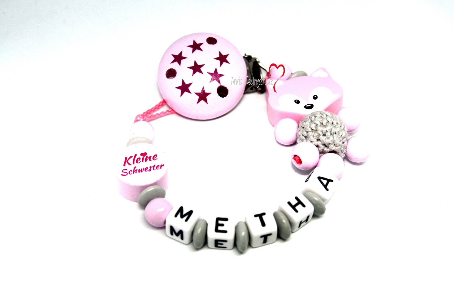 Schnullerkette Mit Namen Mädchen Personalisiert Kleine Schwester Rosa Geburt Taufe Babygeschenk Babyparty Schnullerkette Mit Namen Mädchen Personalisiert Kleine Schwester Rosa Geburt Taufe Babygeschenk Babyparty von AnniLieblingsstuecke