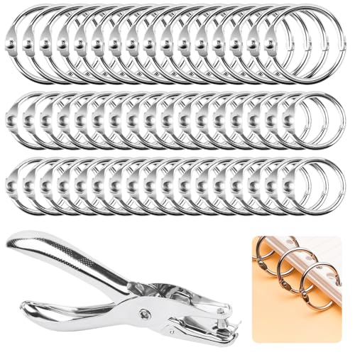 Annickee 120 Stück Buchringe mit Lochzange 15mm/20mm Buchbinderinge, Binderinge, Karteikarten Ring, Ring Binder Silber, Ringbindung für Loseblatt Scrapbook Album Bürobedarf Buch Binden DIY von Annickee