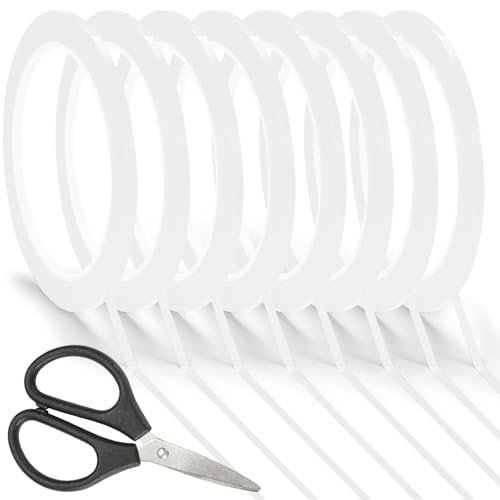 Annickee Klebestreifen, 8 Rollen Whiteboard Klebeband, Klebeband Isolierband mit Kleiner Schere, Grafikband, Modellbau Whiteboard Linien, für Schule Büro Und Zuhause(3mm x 66m) (weiß) von Annickee