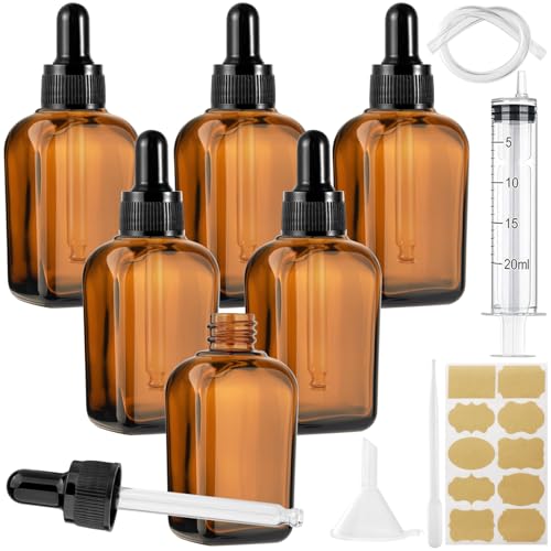 Annickee Pipettenflasche, Tropfflasche Braunglas mit 5 Hilfszubehör, Braunglasflasche, Apothekerflaschen mit Pipette, für Ätherische Öle, Flüssigfarbstoffen, Parfümöle, Aromatherapie (6 Stück 50ml) Annickee Pipettenflasche, Tropfflasche Braunglas mit 5 Hilfszubehör, Braunglasflasche, Apothekerflaschen mit Pipette, für Ätherische Öle, Flüssigfarbstoffen, Parfümöle, Aromatherapie (6 Stück 50ml) von Annickee