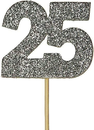 Anniversary House 12 Stück Silberne glitzernde Kuchendekoration, 3,8 x 4,5 cm, Cupcake-Topper, Papier, Silberhochzeit, Dekoration Geburtstag, J070, Silber, Number 25 Gold Anniversary House 12 Stück Silberne glitzernde Kuchendekoration, 3,8 x 4,5 cm, Cupcake-Topper, Papier, Silberhochzeit, Dekoration Geburtstag, J070, Silber, Number 25 Gold von Anniversary House