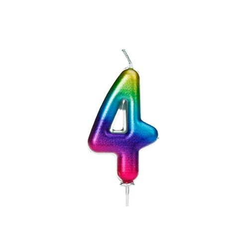 Anniversary House AHC06/4 Kerze mit Zahlen, für 4 Jahre, Metallic Rainbow von Anniversary House