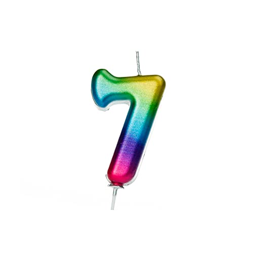 Anniversary House AHC06/7 Geburtstagskerze, 7. Geburtstag, bunte Regenbogen-Metallic-Kerze, Zahl 7, 7 cm Anniversary House AHC06/7 Geburtstagskerze, 7. Geburtstag, bunte Regenbogen-Metallic-Kerze, Zahl 7, 7 cm von Anniversary House