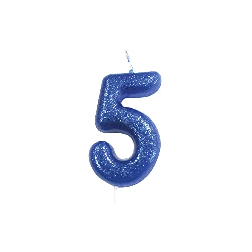 Anniversary House AHC30/5 Bunte blaue Glitzer-Kerze, Zahl 5, Tortenaufsatz zum 5. Geburtstag, 7 cm Anniversary House AHC30/5 Bunte blaue Glitzer-Kerze, Zahl 5, Tortenaufsatz zum 5. Geburtstag, 7 cm von Anniversary House