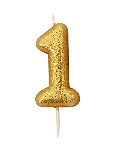 Anniversary House AHC90/1 Geburtstagskerze, Zahl 1, Metallic-Gold, glitzernd, 7 cm Anniversary House AHC90/1 Geburtstagskerze, Zahl 1, Metallic-Gold, glitzernd, 7 cm von Anniversary House