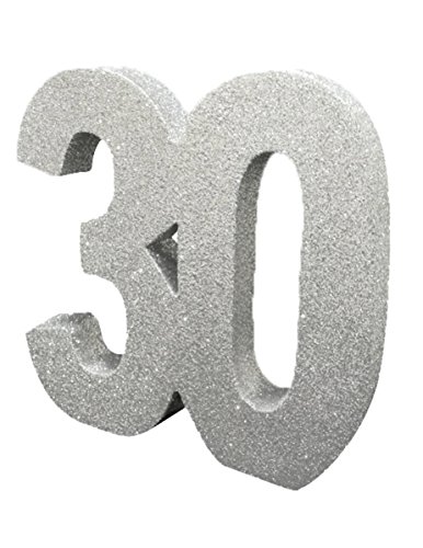 Anniversary House H115 Glitzer Tischdekoration Mittelstück | Meilenstein Alter Geburtstag Dekoration | Party Andenken, Silber, 20 cm von Anniversary House