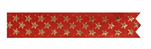 Anniversary House Kuchenband, schimmernde Sterne, 1 m, Rot und Gold, für Weihnachtskuchendekorationen, traditionell, BX327, Red Shimmering Stars von Anniversary House