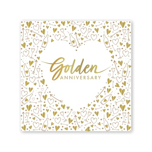 Anniversary House Servietten zum 50. Hochzeitstag, 3-lagig, 33 x 33 cm, Folienprägung, Tischdekoration, goldene Jubiläumsdekoration, Einweg-Party-Servietten, J044, 16 Stück Anniversary House Servietten zum 50. Hochzeitstag, 3-lagig, 33 x 33 cm, Folienprägung, Tischdekoration, goldene Jubiläumsdekoration, Einweg-Party-Servietten, J044, 16 Stück von Anniversary House