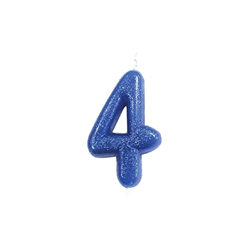 Creative Party AHC30/4 Kerze, Zahl 4, Blau, Glitzer, geformt, 6,9 cm, 1 Stück von Anniversary House