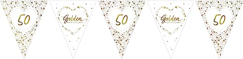 Creative Party J050 Wimpelkette mit goldenem Hochzeitstag aus geprägtem Papier, 1 Stück, 50. Jahrestag, Mehrfarbig Creative Party J050 Wimpelkette mit goldenem Hochzeitstag aus geprägtem Papier, 1 Stück, 50. Jahrestag, Mehrfarbig von Anniversary House