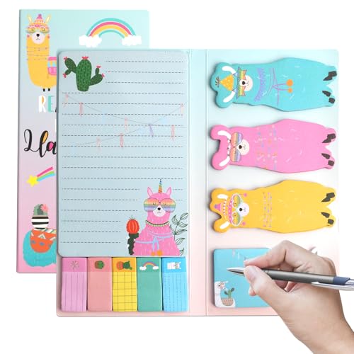 550 Blätter Haftnotizen Set Alpaka geformte Papierclips Neuheit Selbstklebende Haftnotizen Schreiben Memo Pads, Bunte Papierclips, Ideal für Schule, Büro und Zuhause, Lehrer und Schüler Geschenk von Annlpoy