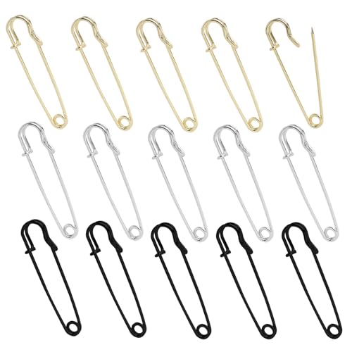 Annlpoy 15 Stück sicherheitsnadeln groß, 7cm, Extra Große Metall-Sicherheitsnadeln für Leder, Leinwand, Decken, Handwerk, Röcke - Riesige mit Federverschluss, Silber, Gold und Dunkelsilber Annlpoy 15 Stück sicherheitsnadeln groß, 7cm, Extra Große Metall-Sicherheitsnadeln für Leder, Leinwand, Decken, Handwerk, Röcke - Riesige mit Federverschluss, Silber, Gold und Dunkelsilber von Annlpoy