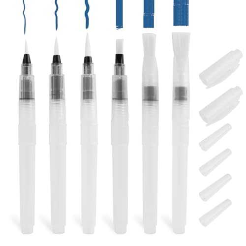 Annlpoy 6 Stück Aquarell-Pinsel mit befüllbarem Behälter wassertankpinsel wasserstift wassermalstifte Professionelle Nylonpinsel, Größen 15,5 cm, für Malerei auf Reisen, Leicht und langlebig Annlpoy 6 Stück Aquarell-Pinsel mit befüllbarem Behälter wassertankpinsel wasserstift wassermalstifte Professionelle Nylonpinsel, Größen 15,5 cm, für Malerei auf Reisen, Leicht und langlebig von Annlpoy