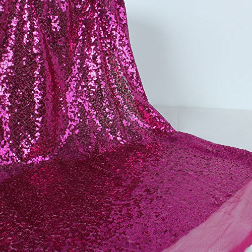 AnnyCraft Glitzernder Paillettenstoff mit Stickerei, glitzerndes Material für Kleidung, Party, Events, Meterware (Fuchsia) von AnnyCraft